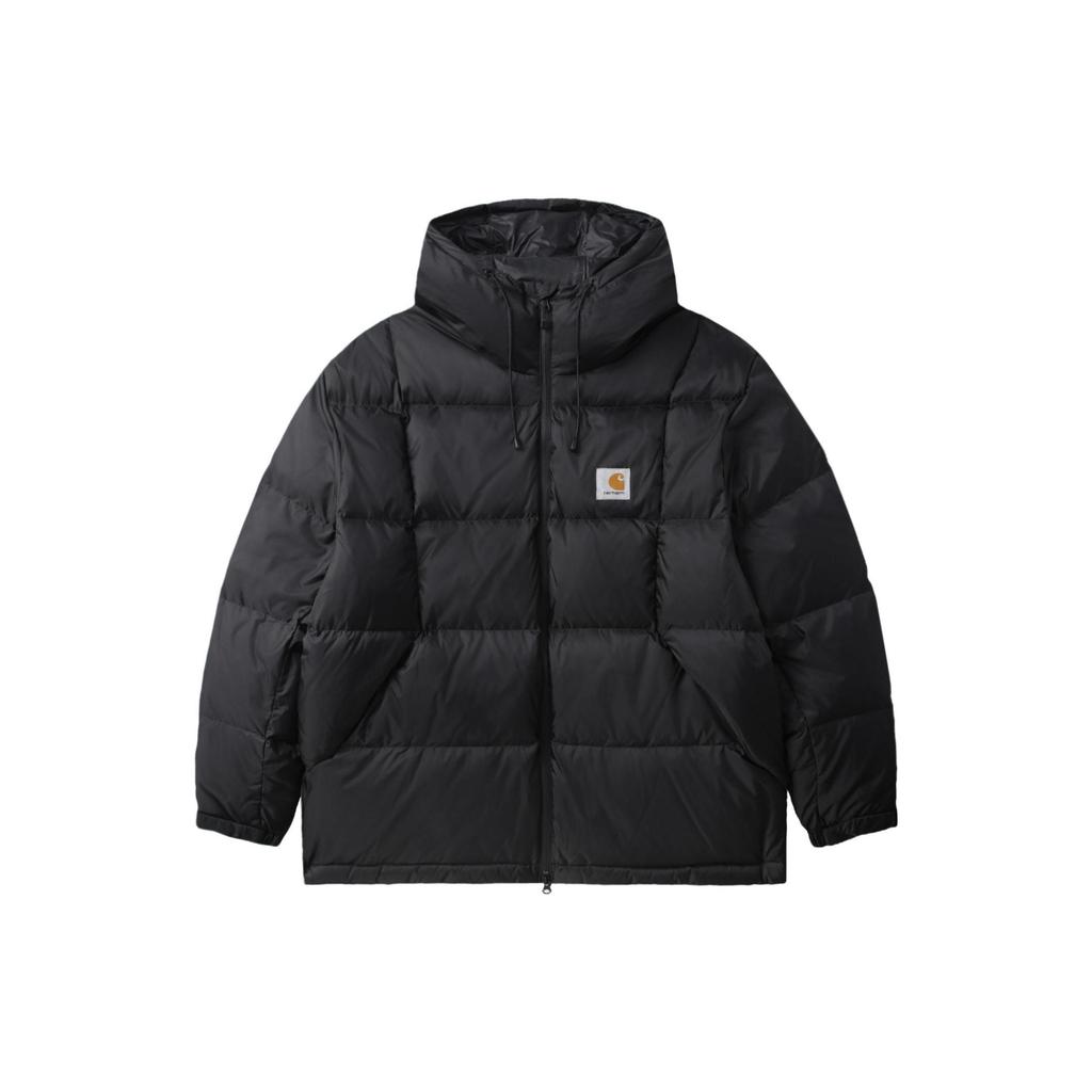 Carhartt WIP Loose Comfortable Solid Color Zipper Drawstring Hooded Quilted Down Jacket Men jackets Black CHXDNF23A004LBKX