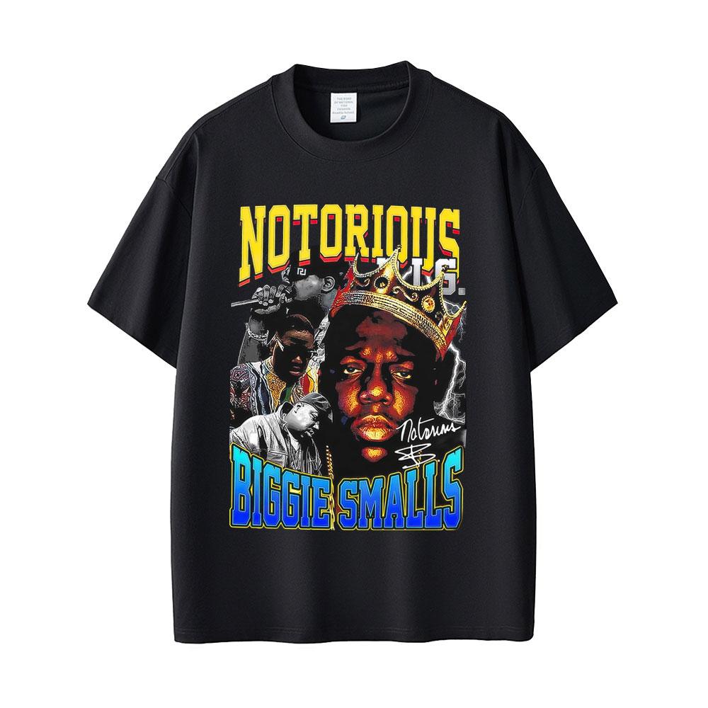 Графическая футболка рэпера The Notorious B.I.G. Футболка с принтом Бигги Смоллса Унисекс Женская Хип-Хоп Винтажная Оверсайз Футболка с коротким рукавом