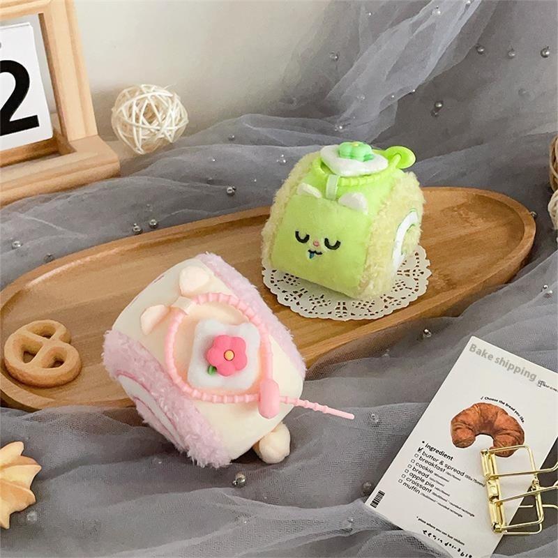 Cute Creative Swiss Roll Cake Plush Doll Toy Dessert Keychain Bag Pendant Backpack Hanging Ornaments Keyring Girl Birthday Gifts