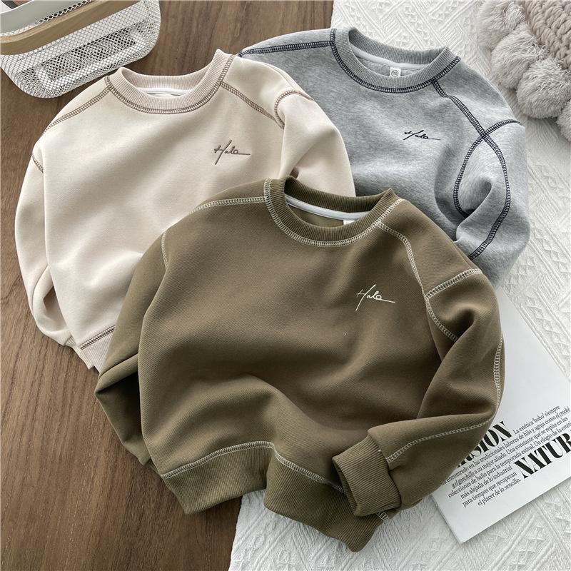 Spring Solid Sweatshirt Autumn Fashion Loose Casual Pullover Kids Long Sleeve Cotton Tracksuits Children Clothing 2-8 Years