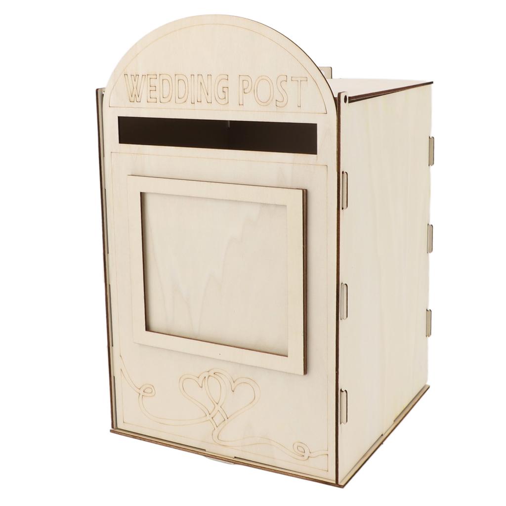 DIY Wooden Wedding Mailbox Post Box with Lock Key for Reception Wedding Anniversary Party