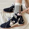 Penguin Socks Medium Tube Socks Tide Cartoon Embroidery Flocking Lace Cute Pure Cotton Stacking Socks