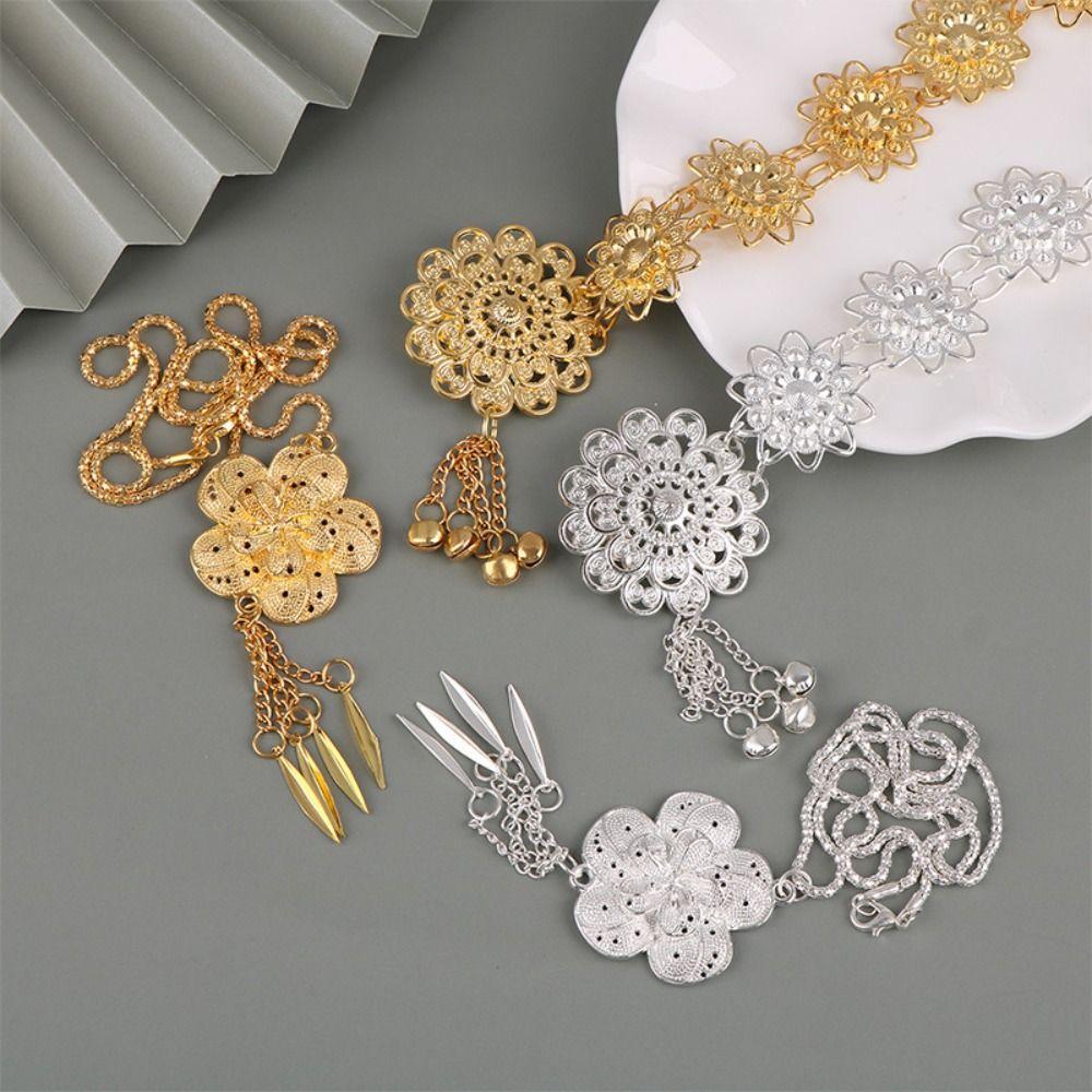 Bell Ethnic Style Belt Silver Dance Dress Belt Chains Vintage Gold Belt  Party Decoration