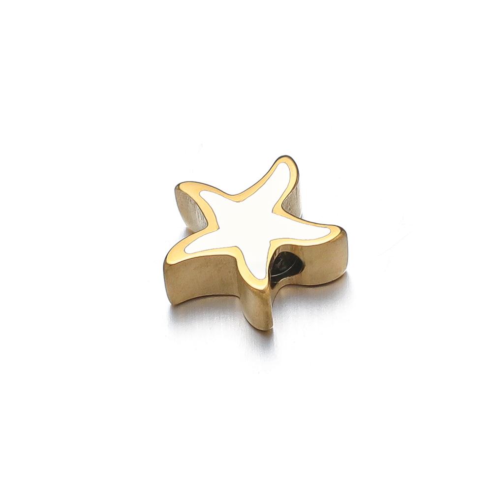 5Pcs 10mm Stainless Steel Morandi Color Enamel Starfish Beads Star Charm DIY Jewelry Making Summer Woven Bracelet Girls Findings