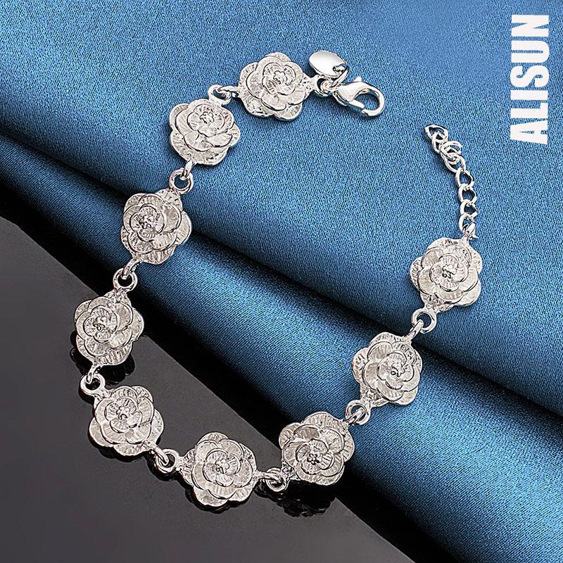 925 Sterling Silver Romantic Rose Bracelet Fashionable Wedding Jewelry
