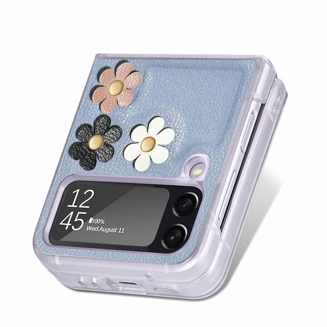 Модный тонкий кожаный чехол с защитой от царапин и цветов для Samsung Galaxy Z Flip4 5g Flip 4 Zflip4, аксессуары для телефонов для Samsung Flip4