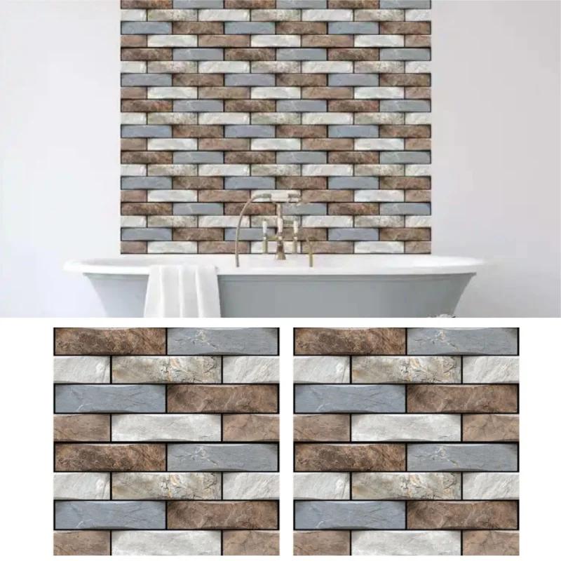 Self Stick Waterproof 3D Brick Wall Panels Vintage Design 30x30cm for Bathroom Fireplace Backsplash Home Decor