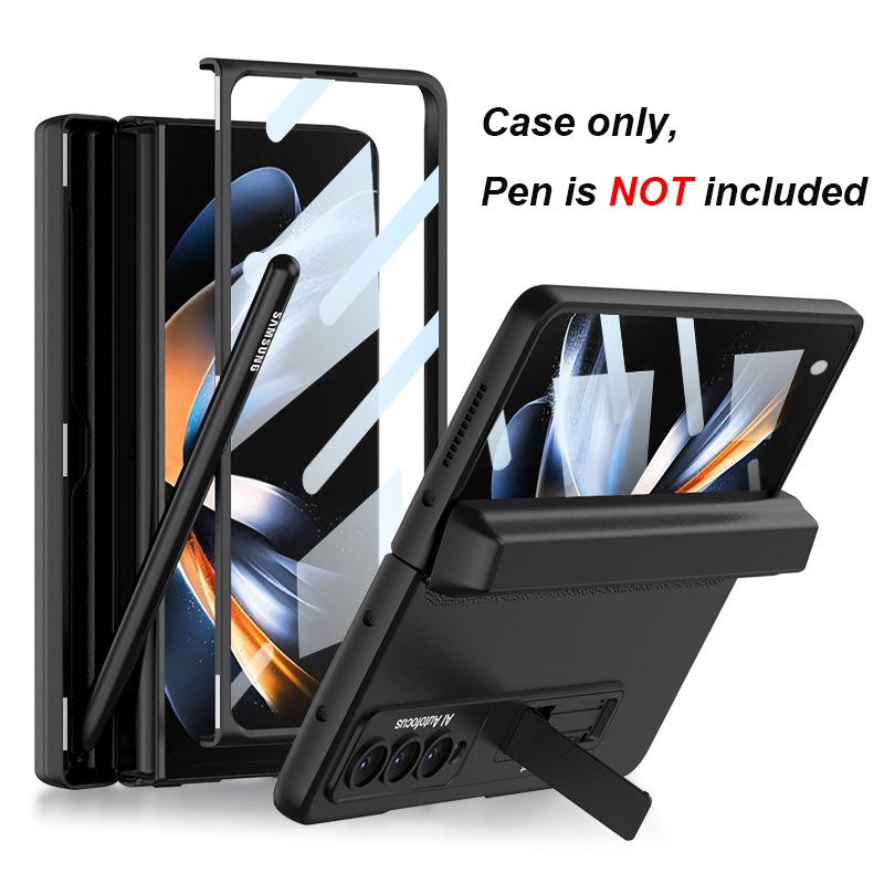 Складной держатель для ручек, шарнирный чехол для Samsung Galaxy Z Fold 4, 5G, кронштейн-подставка, жесткий чехол для ПК, стеклянная пленка