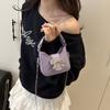Pu Leather Bow Buckle PU Bag Mini Women's Shoulder Bag Simple Silver Bucket Bag  Women