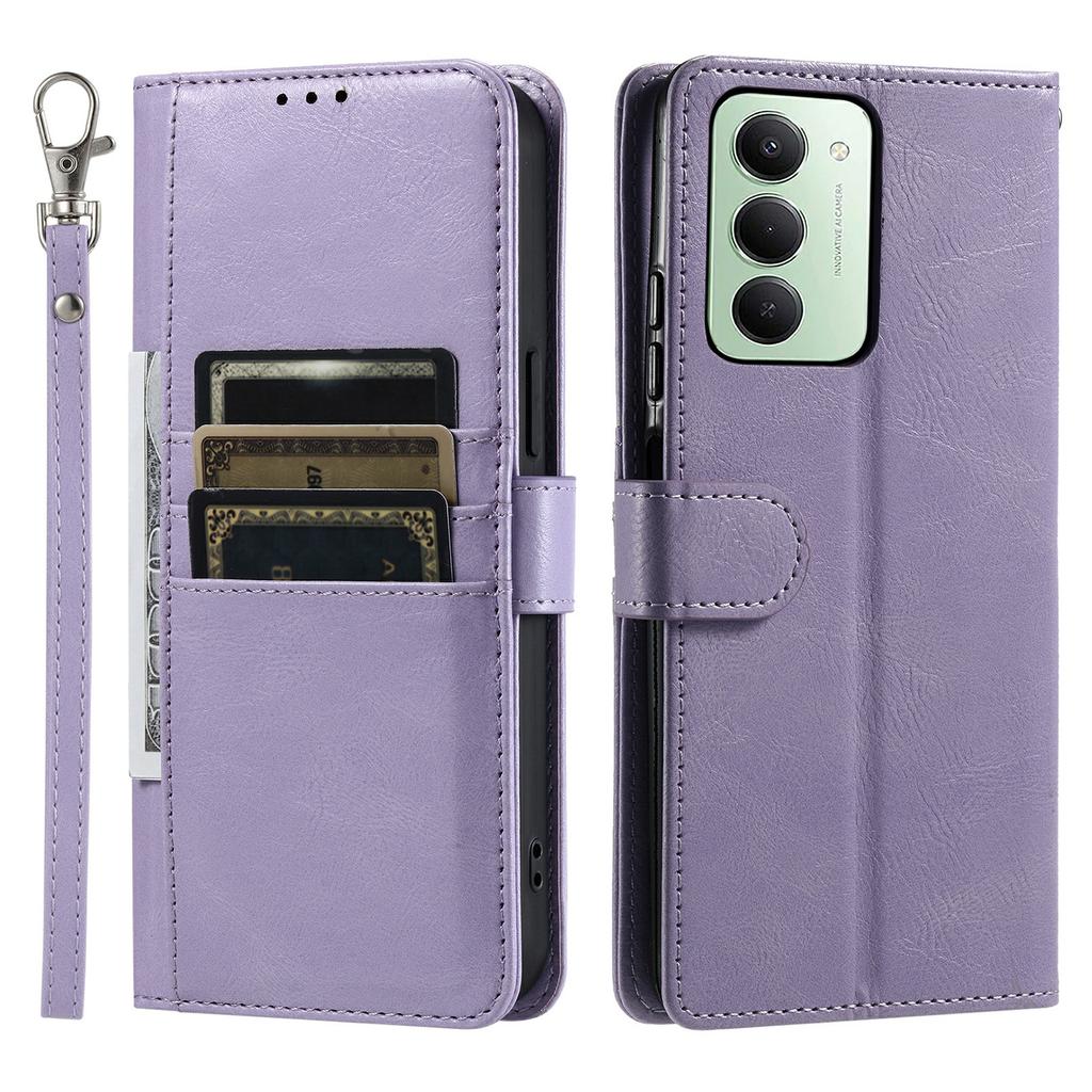 For Xiaomi Redmi 15 5G (EU) (171mm)/4G (EU) (171mm) Case 6 Card Slots PU Leather Anti-Fall Phone Cover with Wrist Strap
