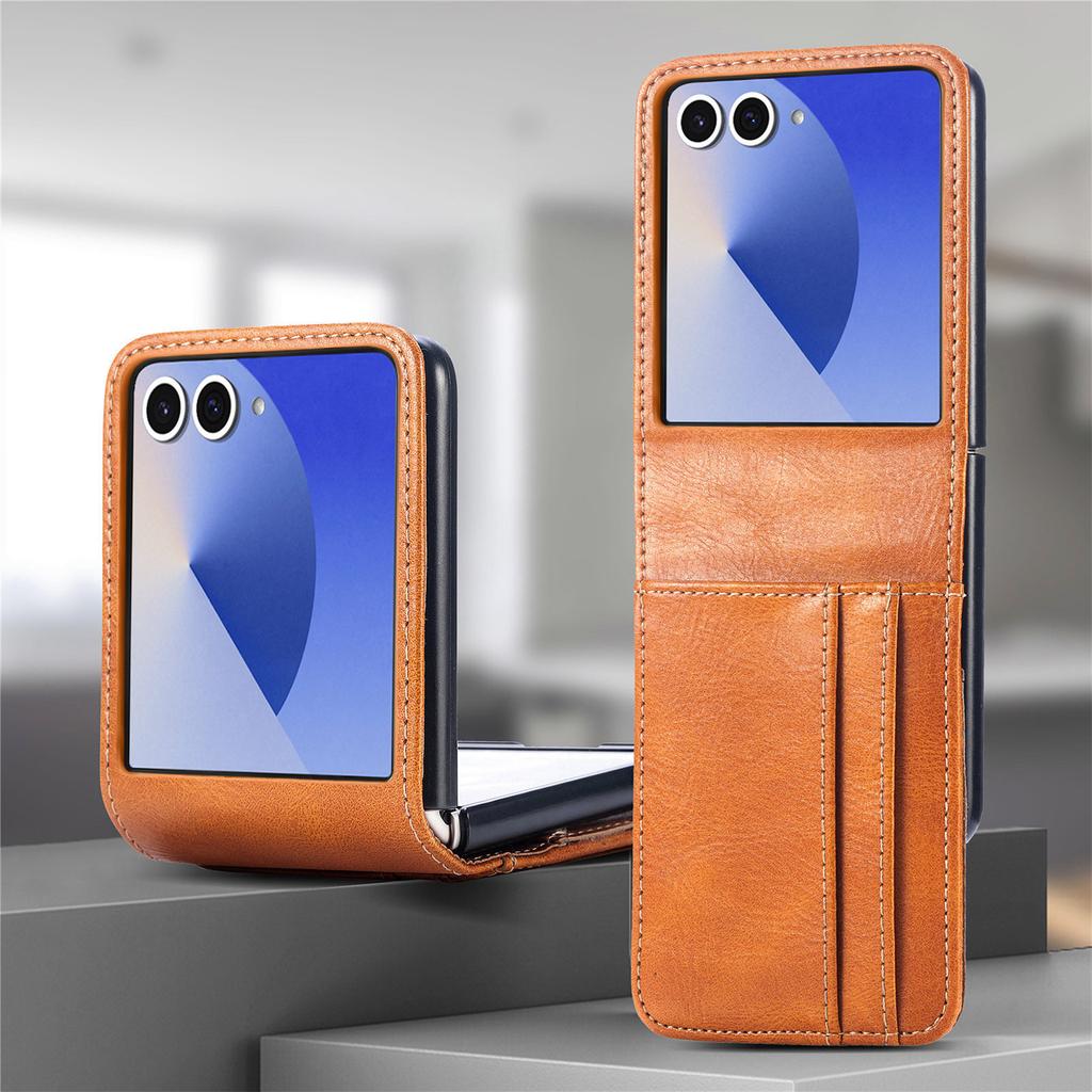 PU Leather Phone Case for Samsung Galaxy Z Flip 8 7 6 5 4 3 Flip8 Flip7 FE Flip6 Flip5 Folding One-piece Card Holder Cover XL002