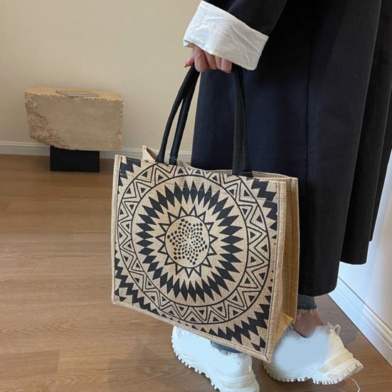 Women Handbag Ethnic Style Versatile Shoulder Bag Large Capacity Buckle Closure Shopping Travel Commuting Tote Bag