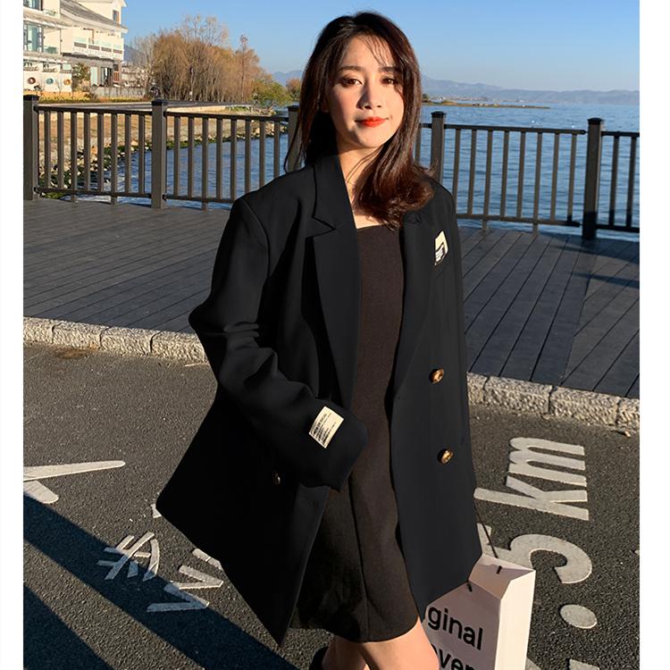 Autumn Loose Temperament Women Suit Jacket Single Breasted Blazer Feminino Black Clothes