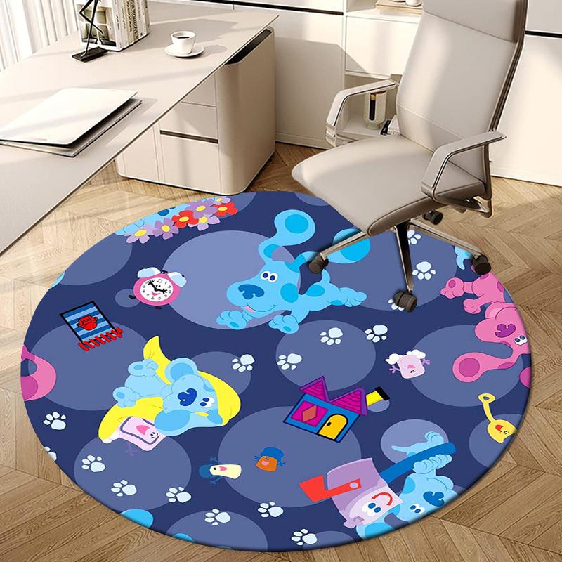 1pc Blue's Clues and You! Pattern Round carpet, Made of Polyester,Perfect for Decorating Office Chairs, Living Rooms,fplt024