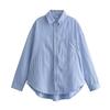Kaslead New Arrival Women's Fashion Style Fashion Loose Linen Blend Stripes Shirt 4387054