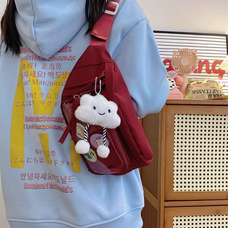 Японская нишевая сумка для младенца, сумка-боль, прозрачный значок, нагрудная сумка, сумка-мессенджер с дисплеем millet, студенческая поясная сумка