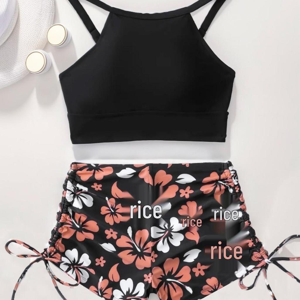 2024 European-American Print Tankini Bikini with Shorts