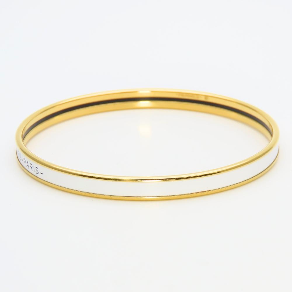 Used HERMES bracelet Uni enamel/metal 11.7g white gold Bangle