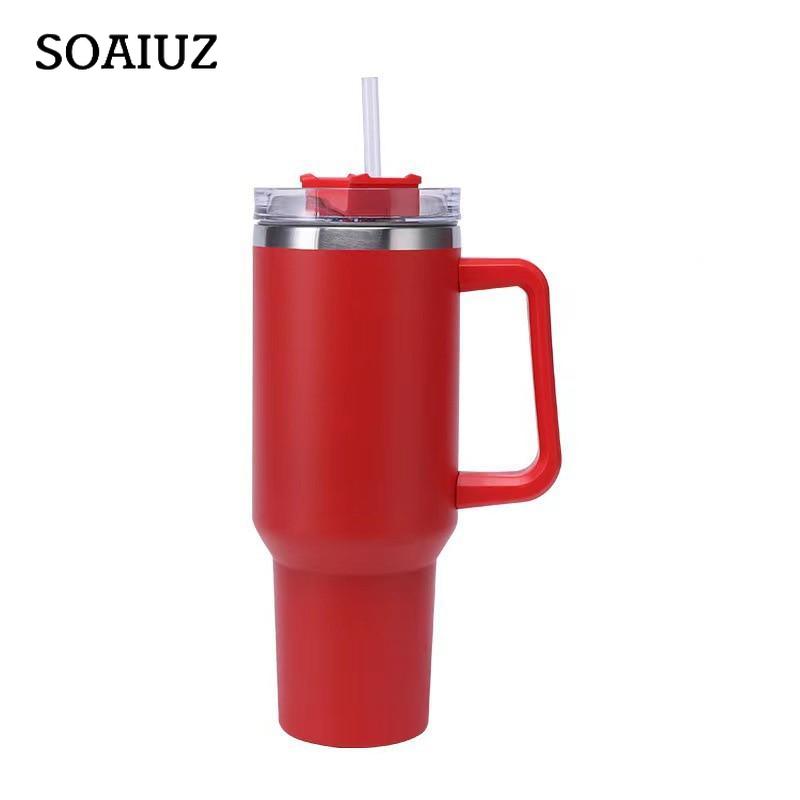 Изолированная бутылка для воды из нержавеющей стали 304, 1200 мл, термокофейная автомобильная чашка, холодные и горячие кружки, термос с ручкой, соломинка, для спорта