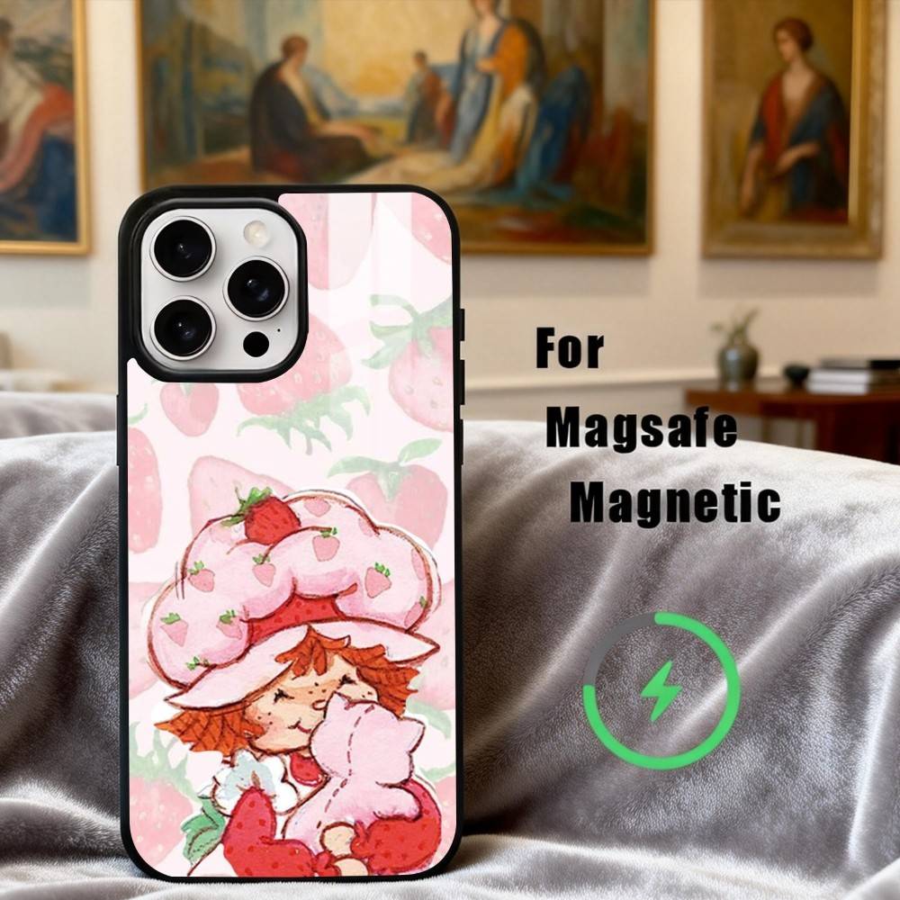 S-StrawberryS Винтажный S-Shortcake Чехол для телефона для iPhone17,16,15,14,13,12,11 Plus,Pro Max Магнитный для Magsafe Беспроводная зарядка