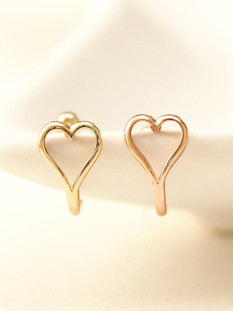 Минималпирсинг Сердечко с Точкой Полукольцо Пирсинг Серьги 14K