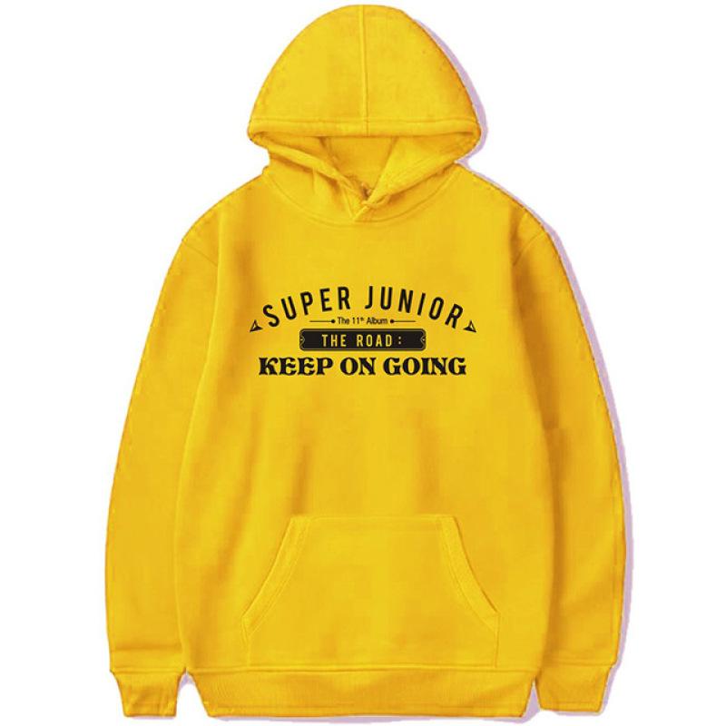 Корейская толстовка с капюшоном K-pop SUPER JUNIOR The Road Keep on Going Same Paragraph, толстовки с капюшоном, пуловеры, уличная одежда, топы с капюшоном