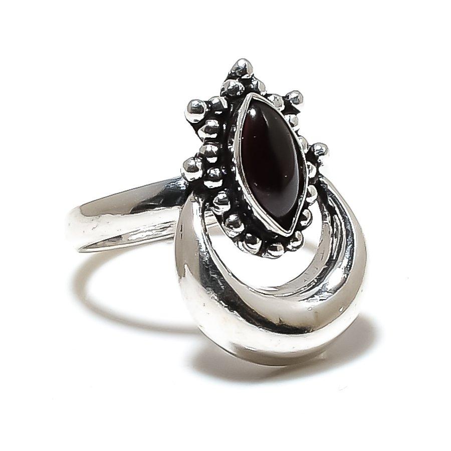 Black Onyx Gemstone Handmade 925 Sterling Silver Jewelry Ring 9 SU-10059