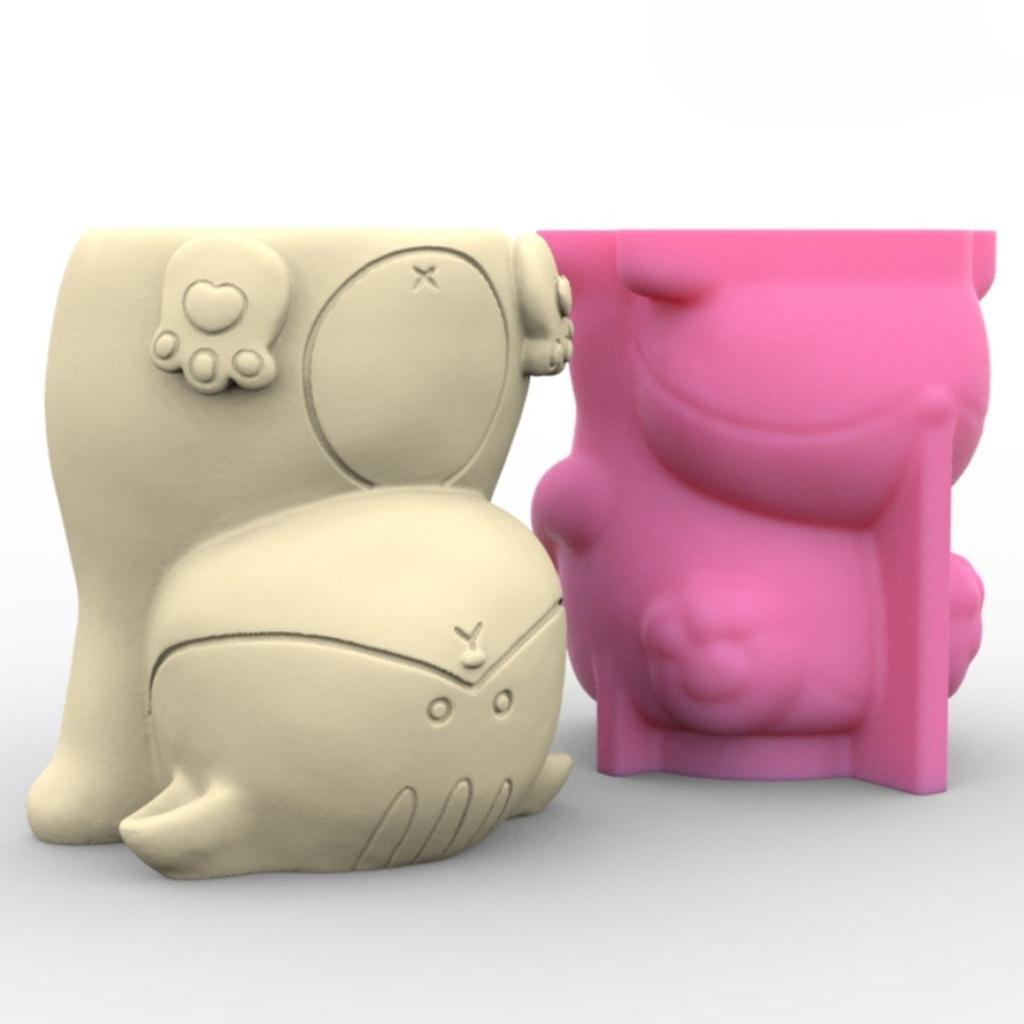 Silicone Mold for Succulent Plant Pots Mini Garden Statues Cat Panda Pig Flower Pot Mold Unique Pen Holder Resin Molds