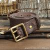 Ретро и старые тенденции персонализированный двойной игольный ремень с медной кнопкой на головке мужской ремень из натуральной кожи из натуральной коровьей кожи для джинсов
