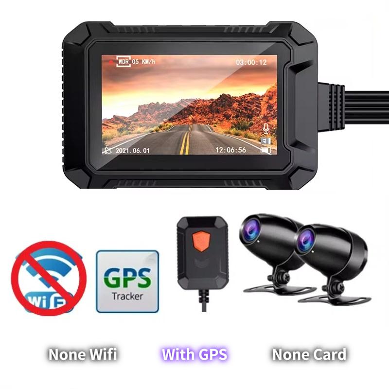 HD WiFi GPS Motorcycle Dashcam, Dual-Channel Front and Rear Cameras, Black Box Video Recorder for Motorbike Riding