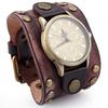 Punk Style Retro Cowhide Bracelet Watch Personalized And Atmospheric Rivet Men's Wide Leather Bracelet Hot Jewelry