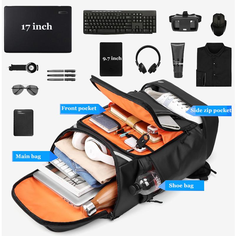 Men Travel Backpack Large Capacity Trekking Backpack Business 17 Inch Laptop Backpack 50L Hiking Fashion Backpack With Shoe Bag