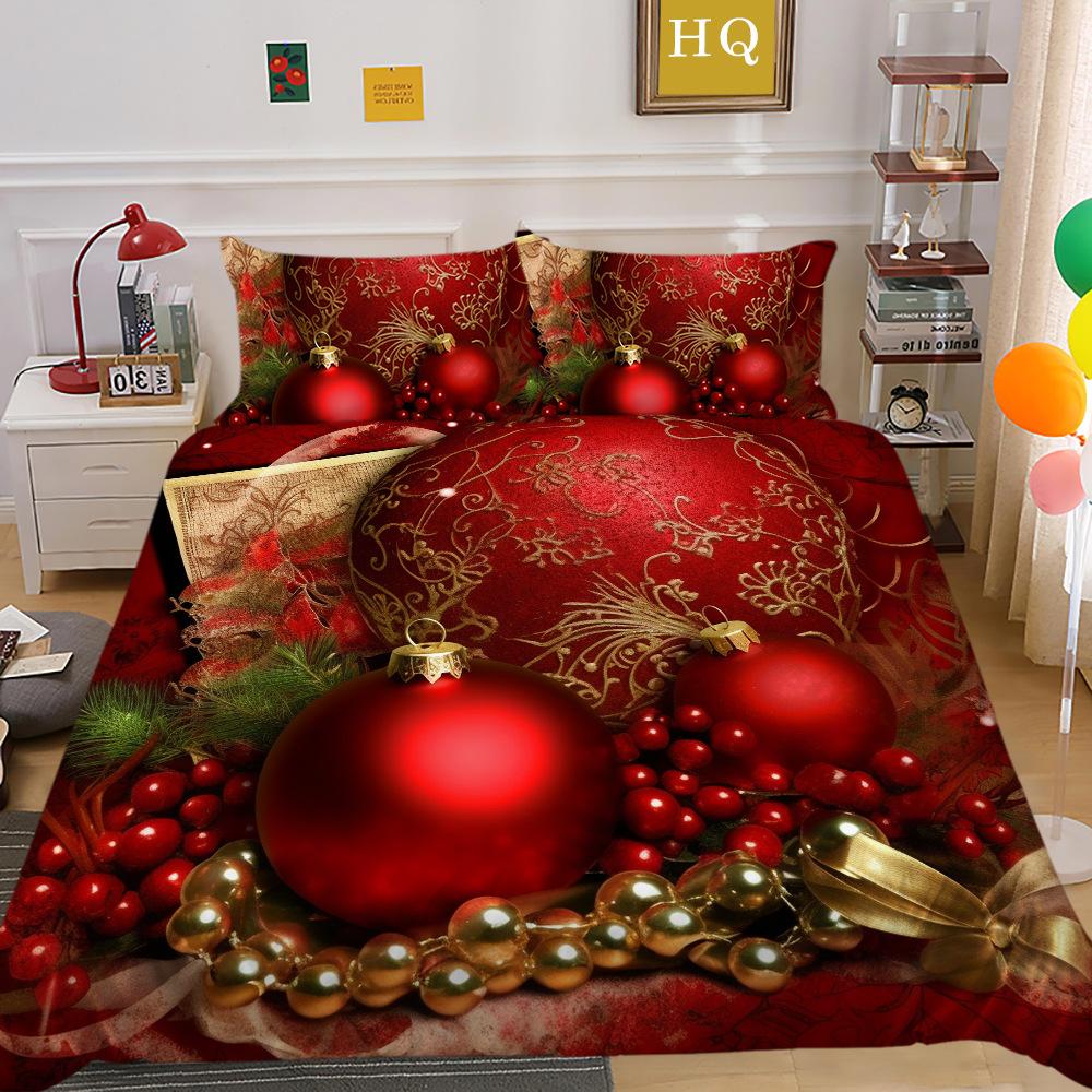 Christmas Tree 3D Printed Polyester Pillowcase Quilt Cover Two Or Three-Piece Set