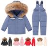 Зимний пуховый комплект для детей – 90% пух белой утки, куртка с капюшоном и полукомбинезон, светоотражающий, водонепроницаемый, 1–6 лет
