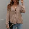 Women's Autumn And Winter Button Solid Color Knitted Cardigan Long Sleeve Sweater