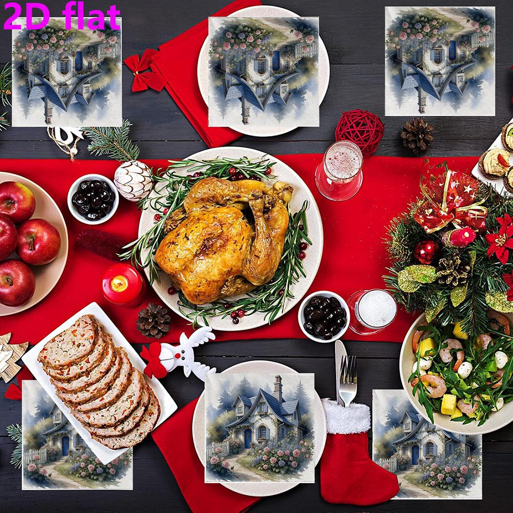 20pcs Disposable Napkins with Fruit flower Pattern Print for Wedding,Parties,and Daily Use for Thanksgiving Fall Christmas Table Decoration