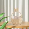 Корзина для хранения из искусственного ротанга, корзина для фруктов, домашняя с ручкой и подкладкой из плетеного цветка для