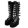 Brand Design Female Wedges High Heels Thigh High Boots Fashion Black Platform Boots Women Gothic Cosplay Shoes Woman Mujer