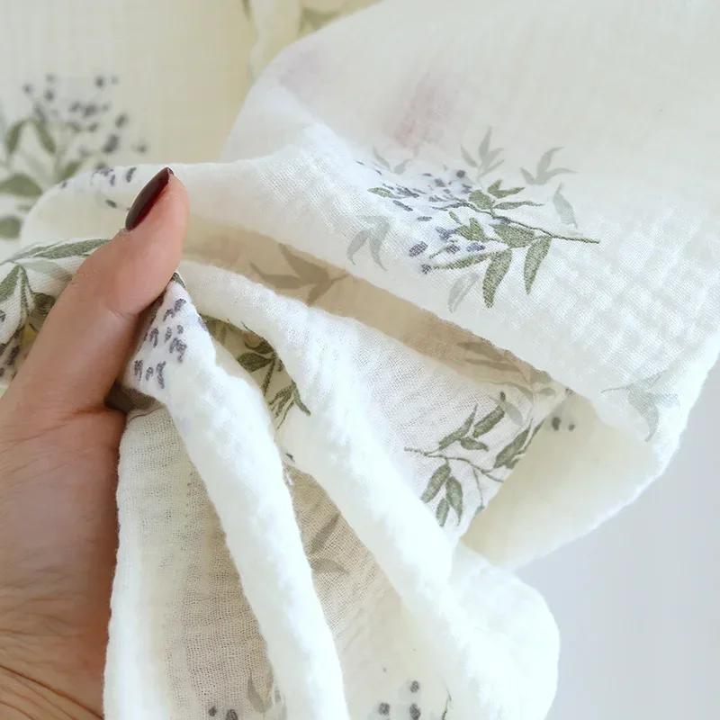 Новый женский пижамный комплект весна-осень 100% креп длинные рукава брюки отложной воротник принтованный кардиган домашняя одежда