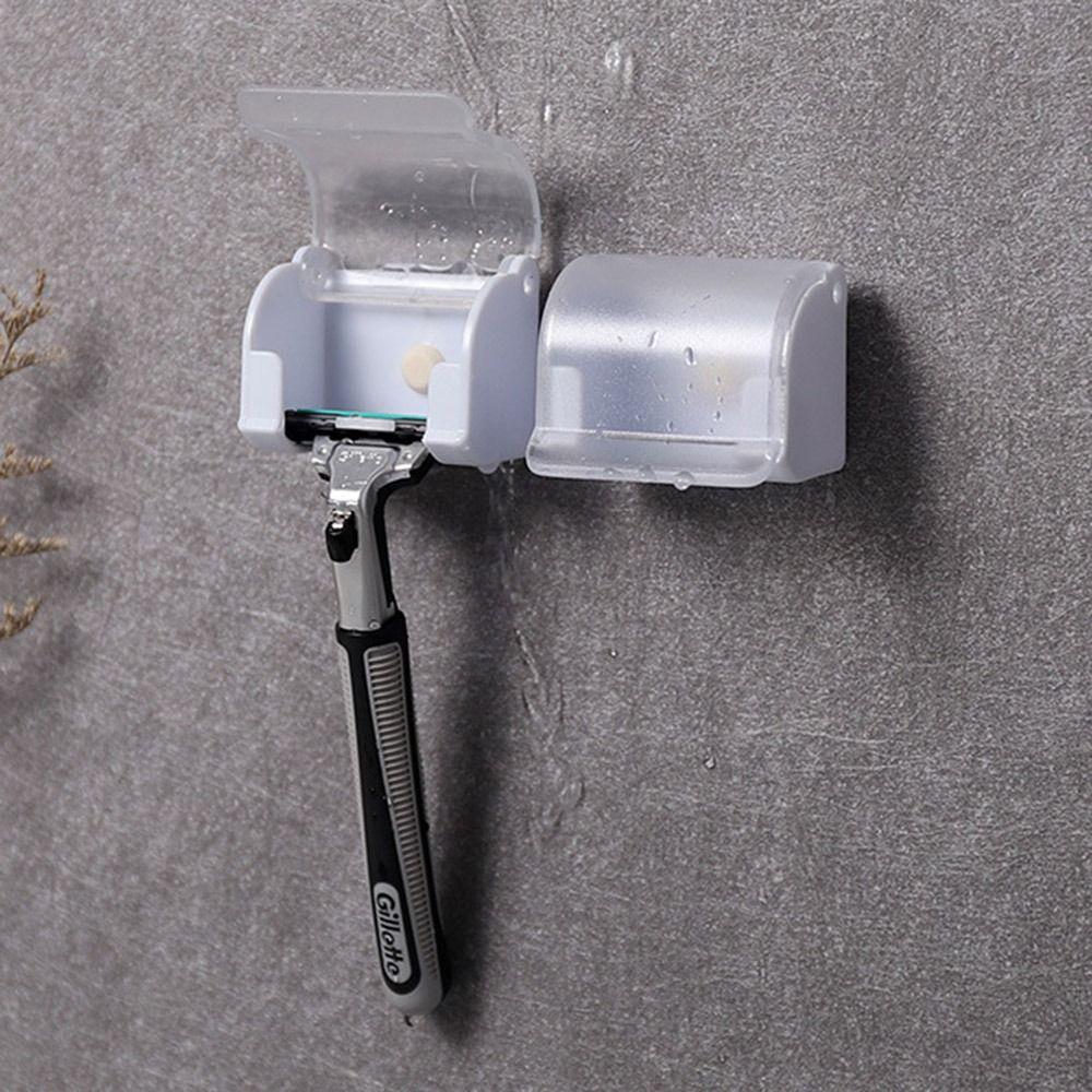 Настенный держатель для бритвы с помазком и лезвием, пылезащитная полка для ванной комнаты, стойка для хранения бритв для мужчин