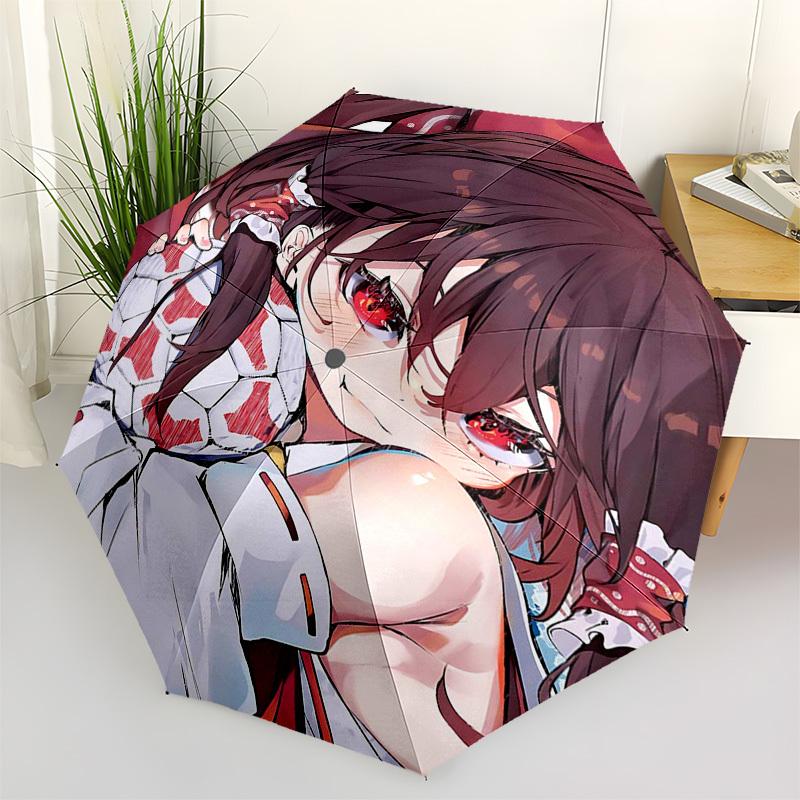 1pc Red and White Floral Umbrella: Automatic Opening, Foldable Design, Outdoor Use, Festival Gift for Fans and Travelers.P040