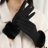 Thick Warm Touchscreen Gloves Suede Material Windproof Gloves Furry Cuff Gloves  Winter Activities
