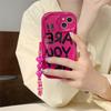 Ins Korean Cute Letter Pink Love Heart Bracelet Cool Phone Case For Iphone 14 13 12 11 Pro Max Y2k Wavey Shockproof Soft Cover