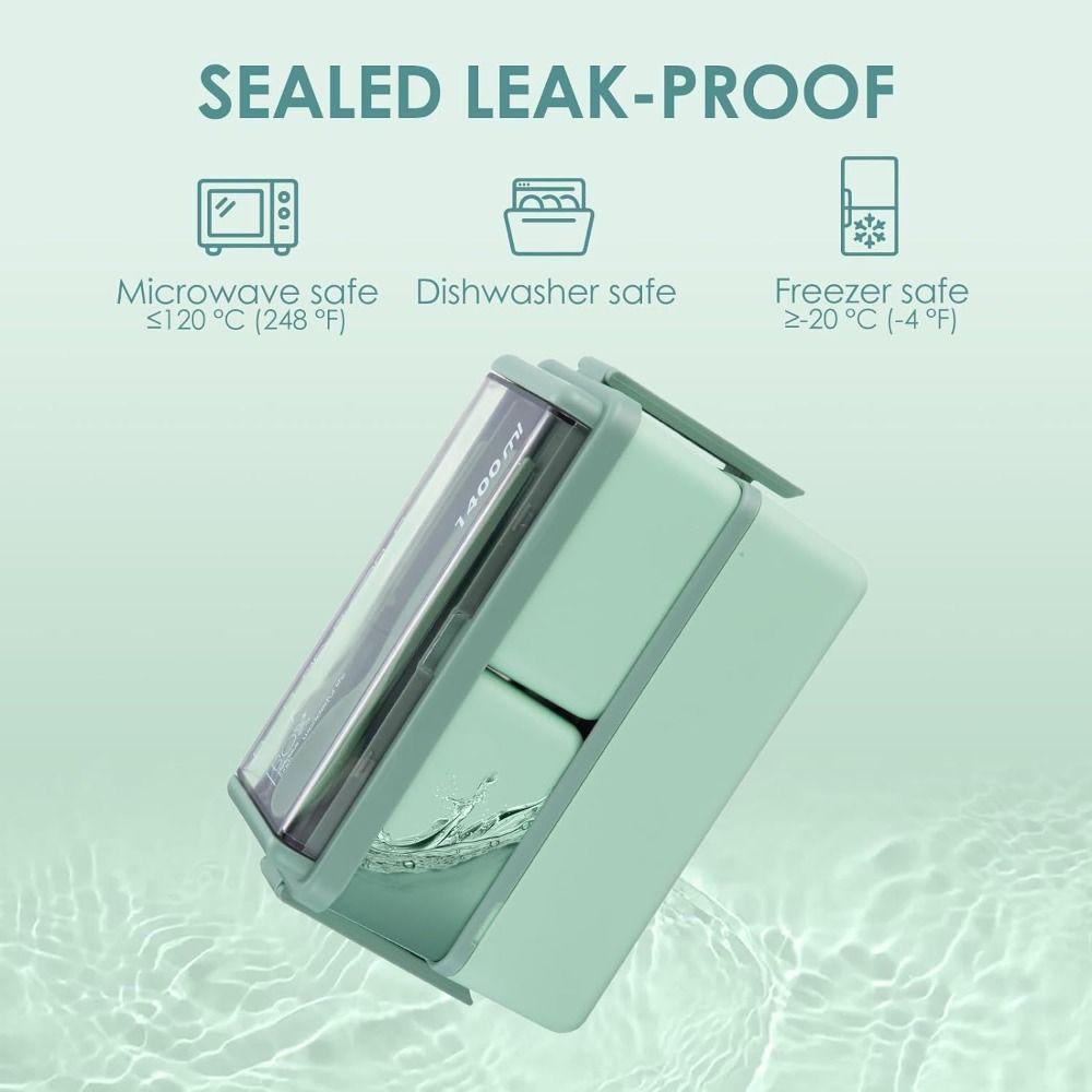 700/1400ml Capacity Portable Lunch Box Leakproof Design Dinnerware Set  Camping Use