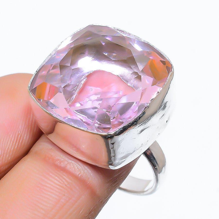 Pink Amethyst Gemstone 925 Sterling Silver Gift Jewelry Ring Size 9.5