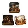 1/2Pcs Jesus Crucifixion Scene Set in Tin Box Handcrafted Pocket Size Miniature Jesus Resurrection Tin Resin Ornament Religious Decoration