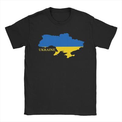 Футболки с картой флага Украины Унисекс Креативные Хлопковые Футболки с Круглым Вырезом с Коротким Рукавом Печатная Одежда