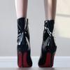 Short boots pointed good-looking red-soled boots versatile royal sister style patent leather thin heels high heels casual thin boots