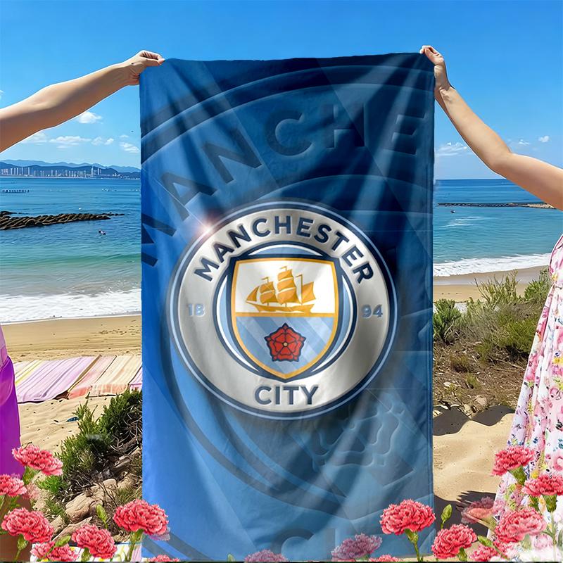 Manchester City FC Print Beach Towel, Versatile Lightweight Absorbent Beach Towel for Pool Surf Yoga Bathroom, Perfect Birthday Holiday Gift