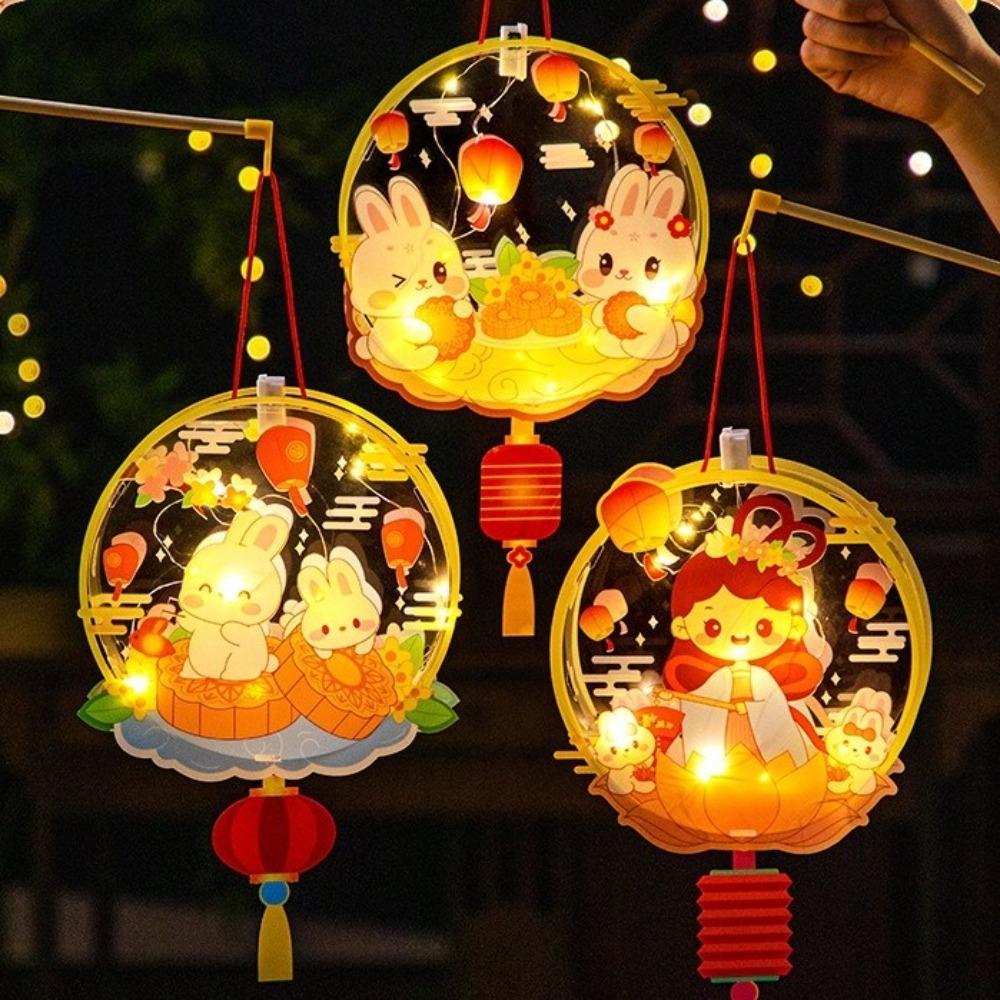 Ручной светящийся фонарь в виде кролика, фонарь ручной работы, материалы для DIY, подарки на Праздник середины осени